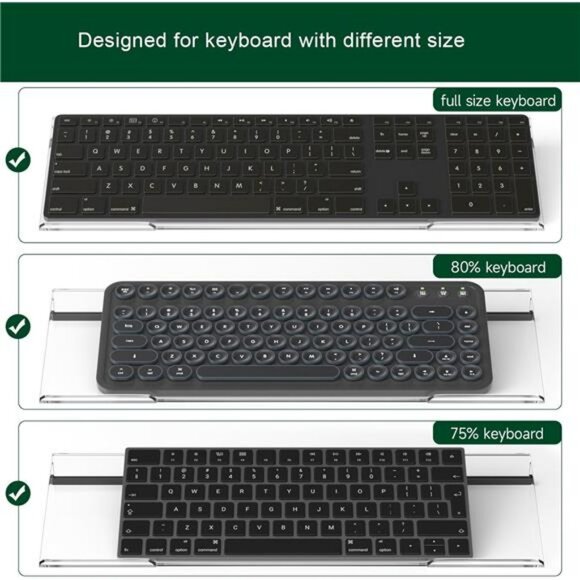 Ergonomic acrylic keyboard stand riser desktop tray holder office desk 2 pack - Picture 4 of 7